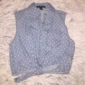 Super cute Jean white crop top!