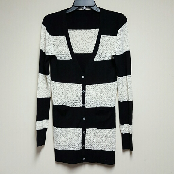 Oversized Knit cardigan black and ivory