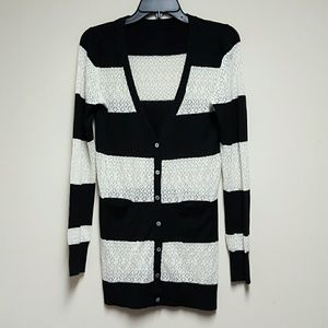 Oversized Knit cardigan black and ivory