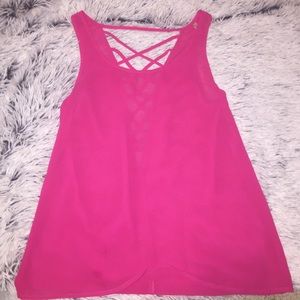 Pink criss cross back shirt!