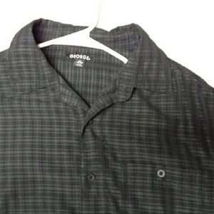 Mens Short sleeve black button up