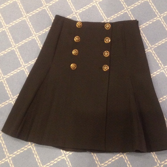 Button front wool skirt