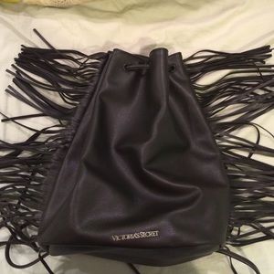 Victoria Secret black fringe backpack
