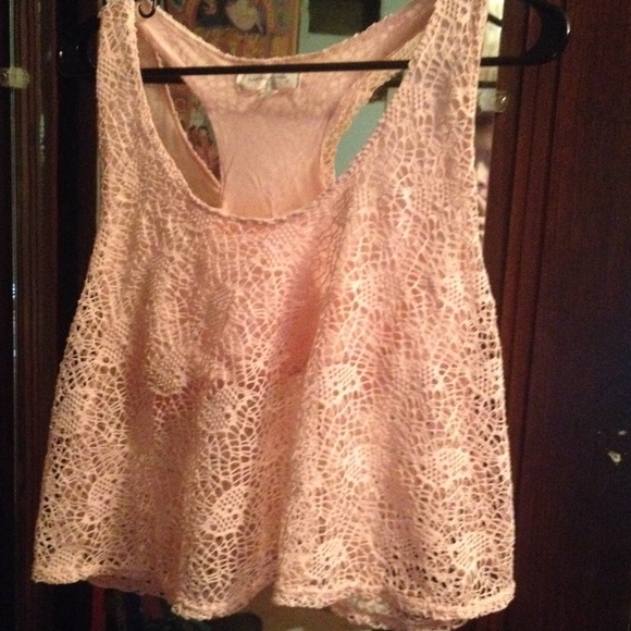 Pink lace crop top