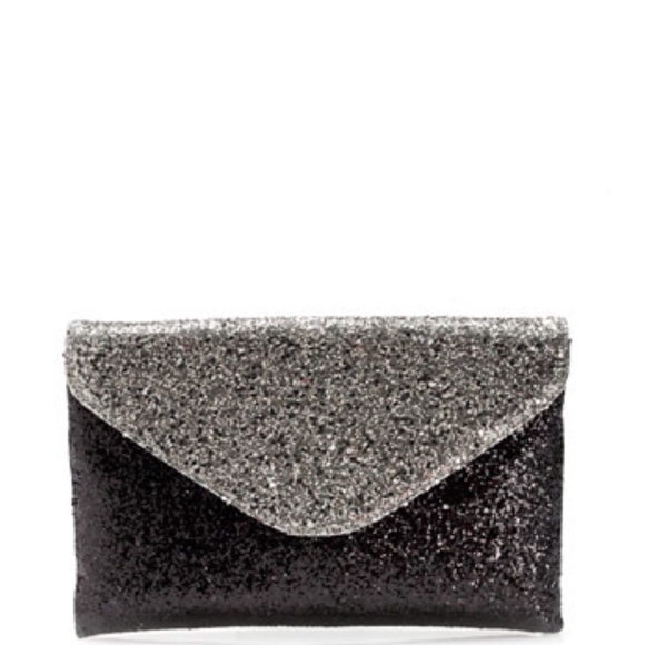 J.Crew invitation glitter clutch