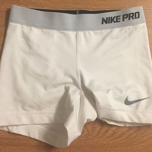 White Nike Pro spandex shorts