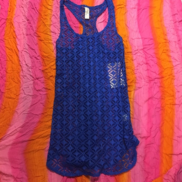 Blue bathing suite shear cover up size SMALL