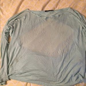 Cute mint backless shirt