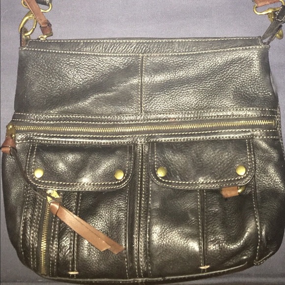 Black Fossil Morgan Top Zip Crossbody Bag