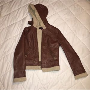 Super cute brown faux leather jacket