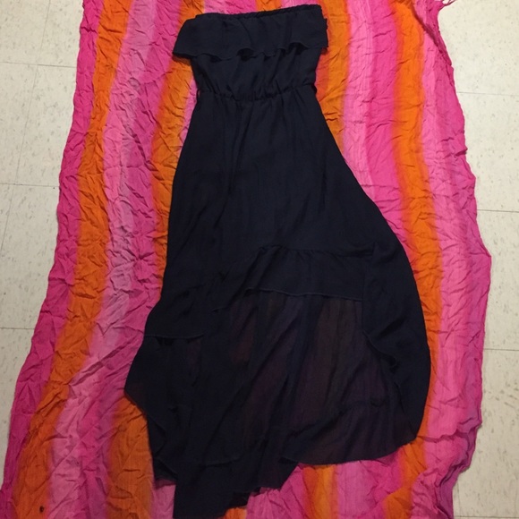 Navy blue high to low crop top dress