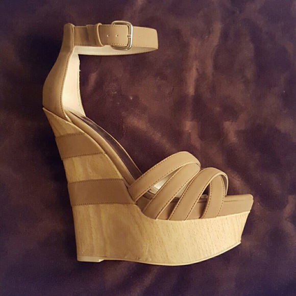 6" Tan wedge heels