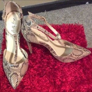 Snake skin look T Strap Heel