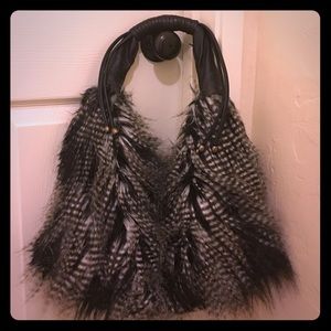 Faux ostrich feather fur and leather purse!