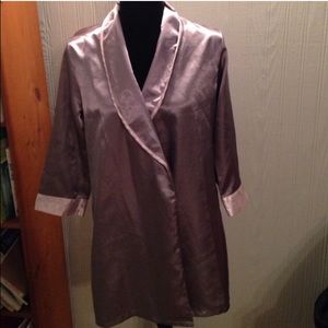 Gray & Pink Silk Robe Small