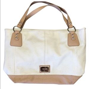 Nine West White/Tan Tote