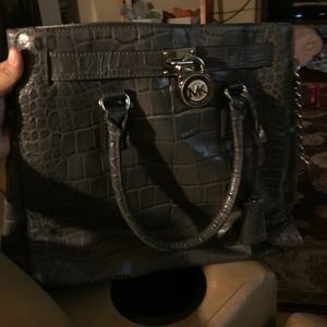 Authentic Michael Kors Grey Hamilton Snakeskin Bag
