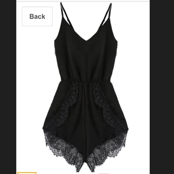 Black lace and chiffon romper
