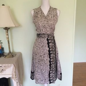 Urban Nomad black & white silk wrap dress