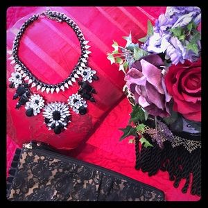 Black Rhinestone Statement Necklace