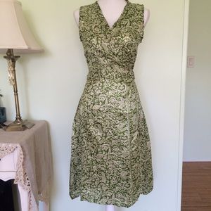 Urban Nomad green & white silk wrap dress