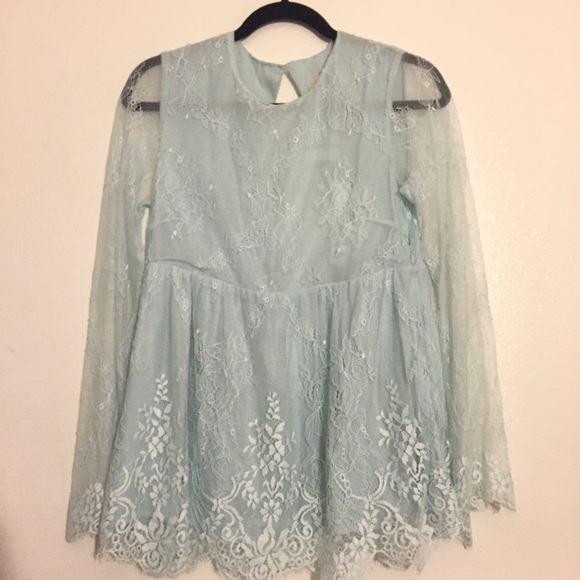 Mint blue lace babydoll dress