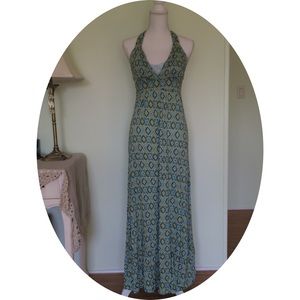 Max Rave blue green maxi halter dress