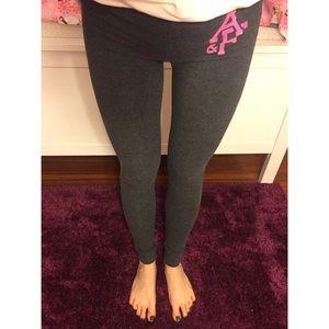 Abercrombie & Fitch Gray Leggings w/Pink Logo XS