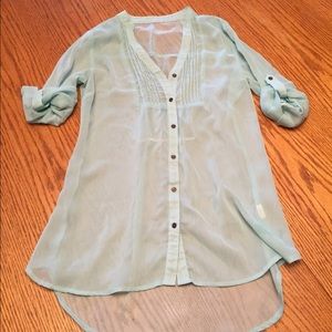 Sheer pin tuck tunic