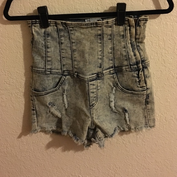 acid wash high waist shorts