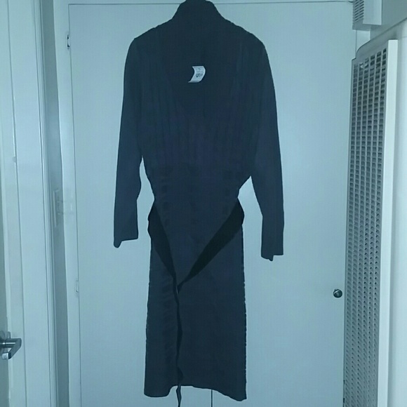 Grey sweater dress long sleeve with black belt