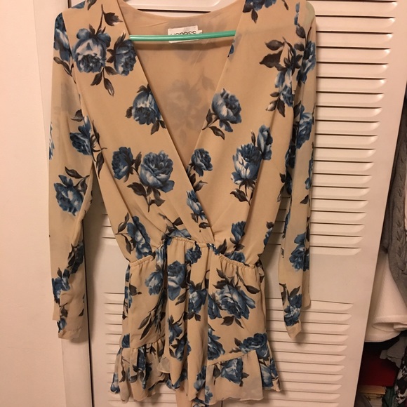 Adorable cream and blue flowered romper