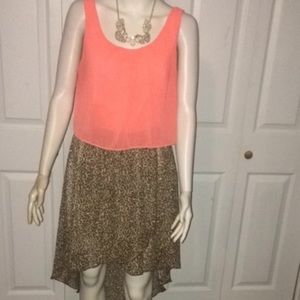 Cheetah print pink high low dress