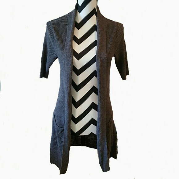 Gray Banana Republic Short Sleeve Cardigan