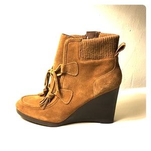 Franco Sarto Suede Wedge Ankle Booties