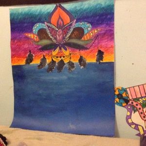 Acrylic paint and marker hand done poster