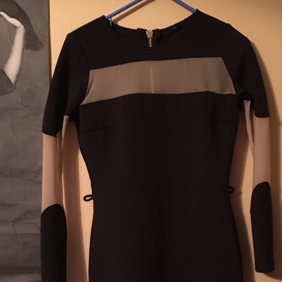 Black and beige mesh dress
