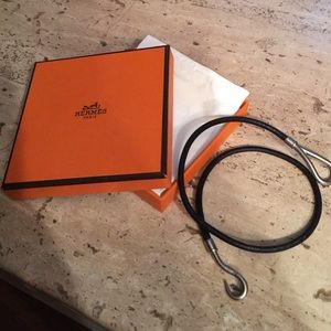 Auth Hermes leather choker or wrap bracelet