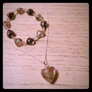 Heart necklace and bracelet