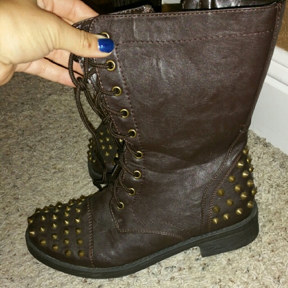 STUDDED COMBAT boots