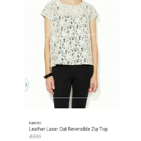 ANTHROPOLOGIE Leather Laser Cut Reversible Top - Picture 2 of 4