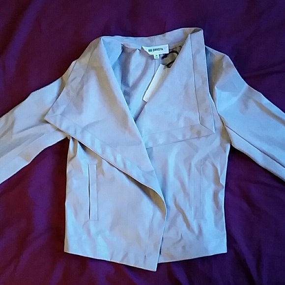 Rose faux leather drape jacket.