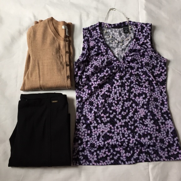 New York & Co. Purple Print Sleeveless Top sz XS