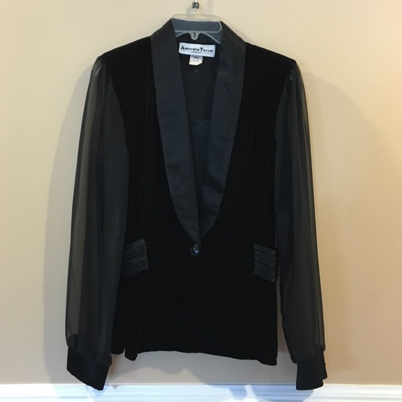Another Thyme Tops - Velvet 2-piece jacket/top w/sheer sleeves