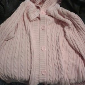 Pink button up Hooded Sweater