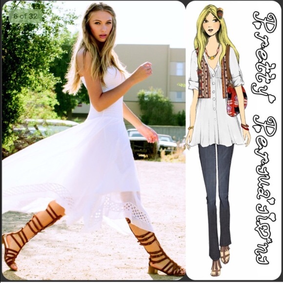 SOLD 🌻 NWT White Crochet Tiered Hem Midi Dress - Picture 2 of 4