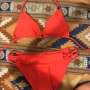 NWOT salvage neon red hot coral 2 piece swim suit