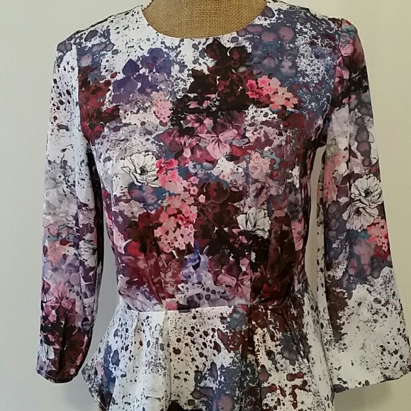 H&M Tops - HM Beautiful Spring Floral Peplum Blouse