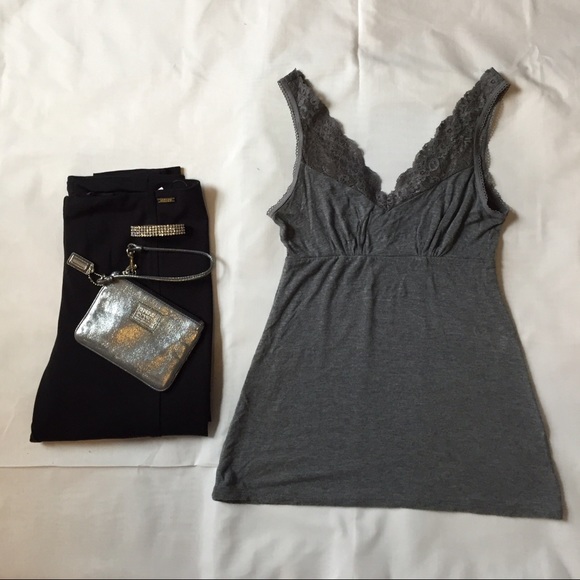 Express Grey Lace V Neck Size XS