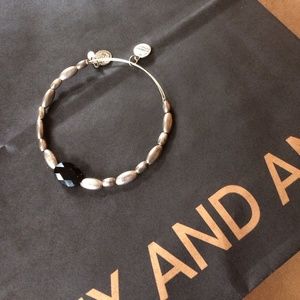 Alex and Ani Jordan Beaded Bangle with Onyx Stone